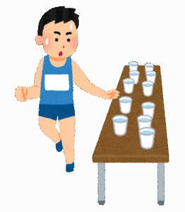 マラソンの給水所「＋50円で豚汁に変更できます」