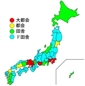 【画像あり】この日本地図でド田舎認定されてる県に住んでる奴ｗｗｗｗｗｗｗ