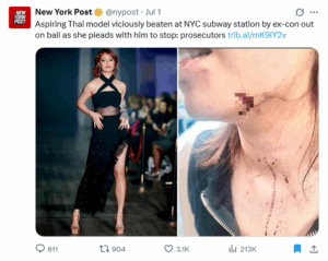 【悲報】アメリカ人さん、いきなりアジア人観光客を殴り始める