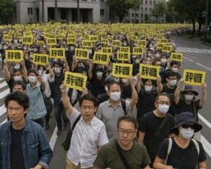 斎藤知事の辞職求めるデモ行進　有志らSNSで呼びかけ、県庁周辺で… 約500人（主催者発表）がプラカードを持って歩く