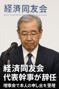 経済同友会・新浪代表幹事が辞任　理事会で本人の申し出を受理