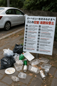 外国人BBQ客がごみ放置＆迷惑駐車 地元住民は16カ国語の警告文を掲示