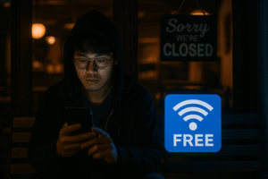 閉店後のカフェWi-Fiを「タダ乗り」…  店の前で夜な夜な動画をDL「こ行いは違法ですか？」