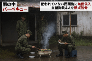 雨の中バーベキュー　数年前から使われていない民間施設に無断侵入　自衛隊員4人を懲戒処分
