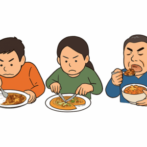 ダサい食い方、カレーを混ぜる、お好みをピザ切り、牛丼をスプーンで食う