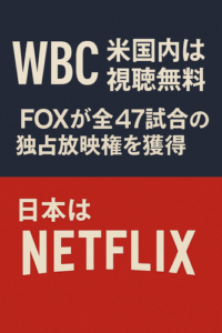 WBC、米国内は視聴無料　FOXが全47試合の独占放映権を獲得　地上波、配信で　日本国内は「ネットフリックス」独占で物議