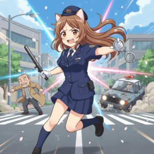女子中学生婦警さんがあらわれた！「えっちなおじさんと車カスは逮捕です」
