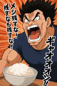 謎の勢力「メシ残すな！米一粒でも残すな！ギャオオオオン！！」
