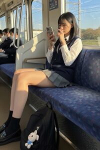 【画像】JKさん、パ●ツで直接電車の座席に座ってしまう