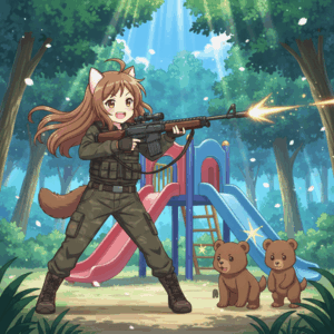 滑り台で遊ぶ子供ヒグマ2頭をみごと2発で射殺🐻💥🔫