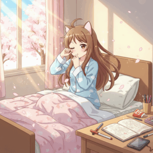 お絵描きAIくん、こんな時間に起きたかわいい女の子も作れる