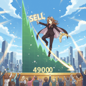 日経49000円既に天上やと思うんやが　ここで売りに掛けるワイ勝負師
