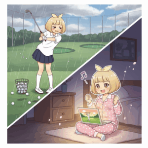 ゴルフ始めたけど全然ダメで、50球練習して帰ってYouTubeで色々見てまた行きたくなってる