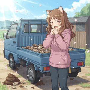 軽トラの荷台のカキが食い荒らされる…近くには糞も