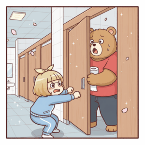 ウが漏れそうなあまり利用中トイレのドアを強めにノックしたらクマ　関東