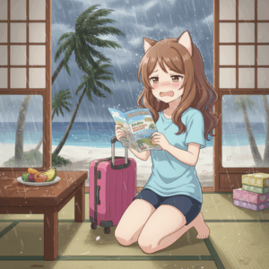 【悲報】女性、号泣「1年前から予約してた沖縄・本部旅行。滞在中ずっと雨予報…辛いです」同情の声