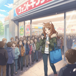 ワイSwitch2買うために家電量販店に並ぶ