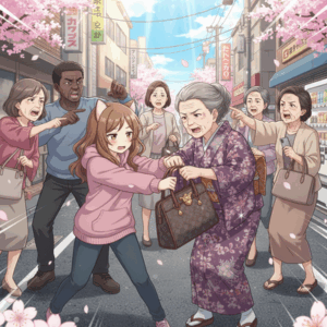 【動画】黒さん、婆に鞄を奪われて取り返そうとするも逆に強盗扱いされてしまう