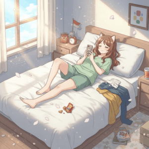 祝日なのにベットの上でゴロゴロしてる奴wwwww