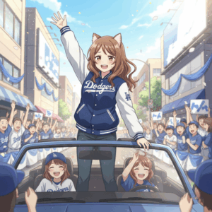 【MLB】「真美子さん、いた！」  ドジャース2年連続の優勝パレード　妻・真美子さんが大谷翔平のスタジャンを着て参加