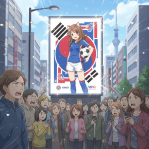 【悲報】日本サッカー協会のポスター、韓国資本のタレントを起用し、韓国国旗に見えると炎上