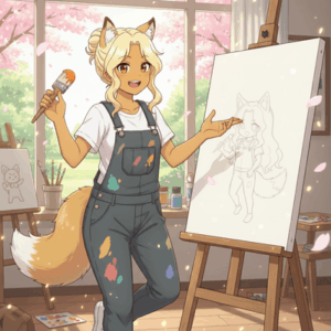 キツネっ娘描いて
