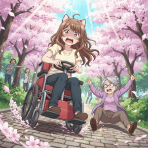 母転ぶ→娘驚く→アクセル踏む→母を轢く